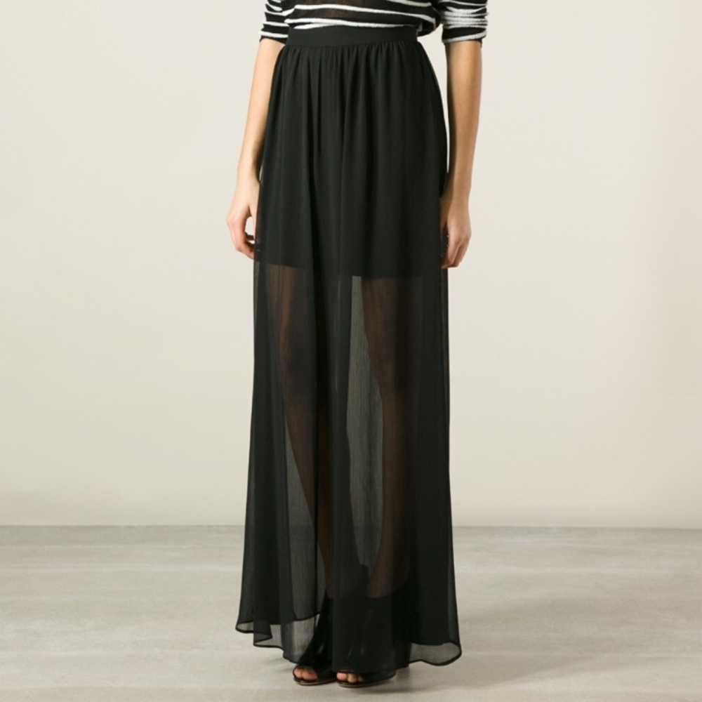 Silk maxi - short skirt with sheer overlay skirt